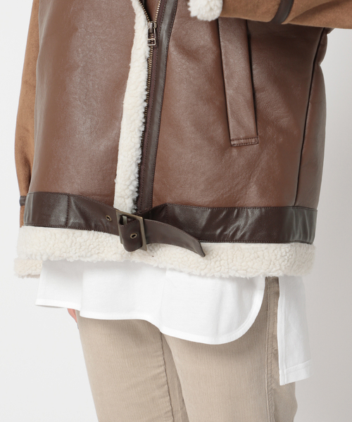 Simplicite（サンプリシテ）の「B3ボアライダースブルゾン◆（ミリタリージャケット・レディース・ブラック/ブラウン・FREE）」の22枚目の写真