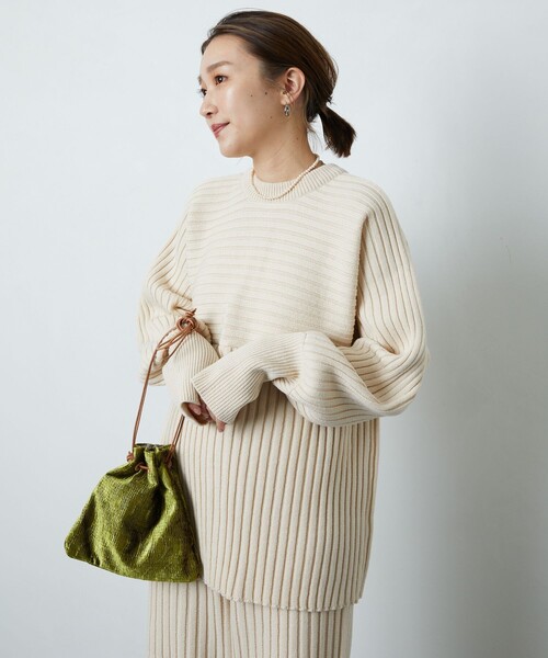 FREAK'S STORE（フリークスストア）の「▽【WEB限定】リブニットカーデガンセットアップ(ニット・リブパンツ)（ニット/セーター・レディース・ナチュラル/ネイビー/ブラック/オリーブ/パープル・SMALL/MEDIUM）」の3枚目の写真