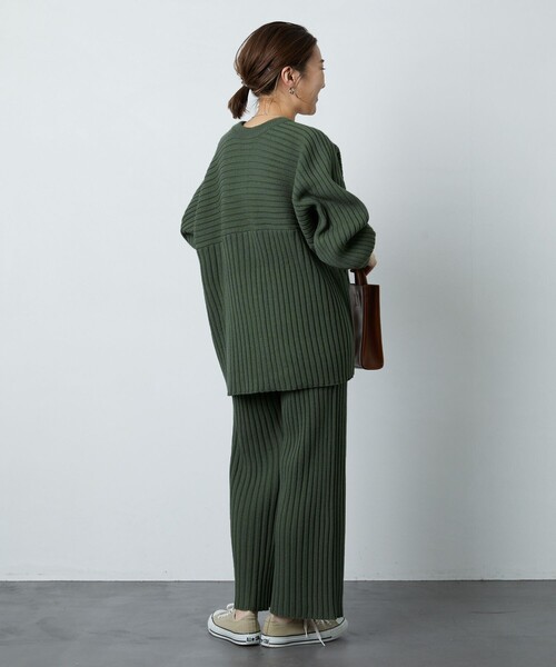 FREAK'S STORE（フリークスストア）の「▽【WEB限定】リブニットカーデガンセットアップ(ニット・リブパンツ)（ニット/セーター・レディース・ナチュラル/ネイビー/ブラック/オリーブ/パープル・SMALL/MEDIUM）」の12枚目の写真