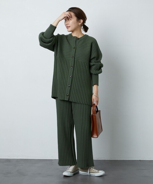 FREAK'S STORE（フリークスストア）の「▽【WEB限定】リブニットカーデガンセットアップ(ニット・リブパンツ)（ニット/セーター・レディース・ナチュラル/ネイビー/ブラック/オリーブ/パープル・SMALL/MEDIUM）」の13枚目の写真