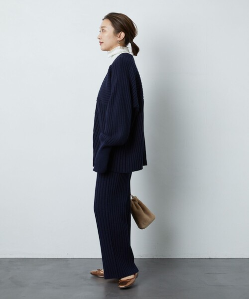 FREAK'S STORE（フリークスストア）の「▽【WEB限定】リブニットカーデガンセットアップ(ニット・リブパンツ)（ニット/セーター・レディース・ナチュラル/ネイビー/ブラック/オリーブ/パープル・SMALL/MEDIUM）」の15枚目の写真