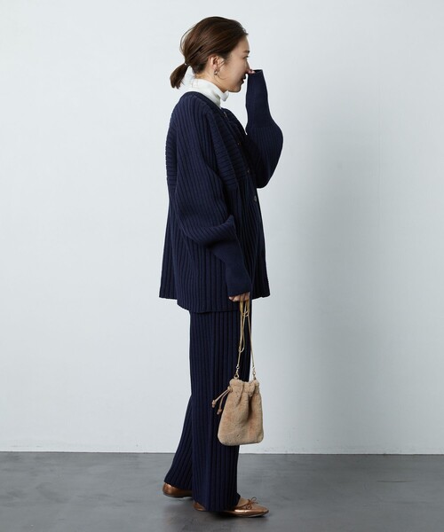 FREAK'S STORE（フリークスストア）の「▽【WEB限定】リブニットカーデガンセットアップ(ニット・リブパンツ)（ニット/セーター・レディース・ナチュラル/ネイビー/ブラック/オリーブ/パープル・SMALL/MEDIUM）」の17枚目の写真