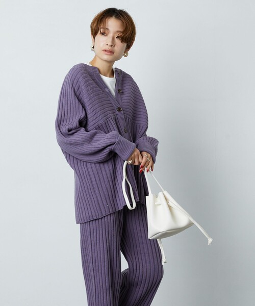 FREAK'S STORE（フリークスストア）の「▽【WEB限定】リブニットカーデガンセットアップ(ニット・リブパンツ)（ニット/セーター・レディース・ナチュラル/ネイビー/ブラック/オリーブ/パープル・SMALL/MEDIUM）」の19枚目の写真