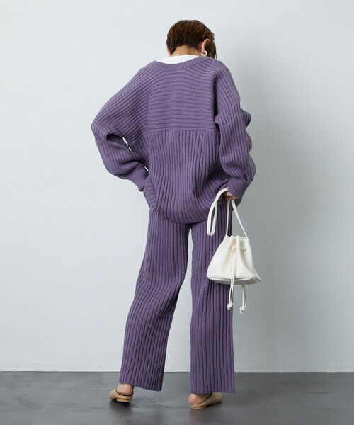 FREAK'S STORE（フリークスストア）の「▽【WEB限定】リブニットカーデガンセットアップ(ニット・リブパンツ)（ニット/セーター・レディース・ナチュラル/ネイビー/ブラック/オリーブ/パープル・SMALL/MEDIUM）」の20枚目の写真