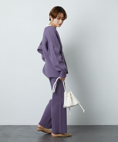 FREAK'S STORE（フリークスストア）の「▽【WEB限定】リブニットカーデガンセットアップ(ニット・リブパンツ)（ニット/セーター・レディース・ナチュラル/ネイビー/ブラック/オリーブ/パープル・SMALL/MEDIUM）」の21枚目の写真