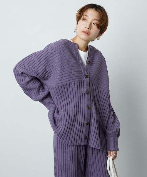 FREAK'S STORE（フリークスストア）の「▽【WEB限定】リブニットカーデガンセットアップ(ニット・リブパンツ)（ニット/セーター・レディース・ナチュラル/ネイビー/ブラック/オリーブ/パープル・SMALL/MEDIUM）」の22枚目の写真