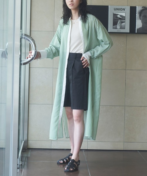 VACANCY（ヴァカンシー）の「ストライプシアーシャツワンピース（ワンピース・レディース・ホワイト/ブルー/グリーン・FREE）」の3枚目の写真