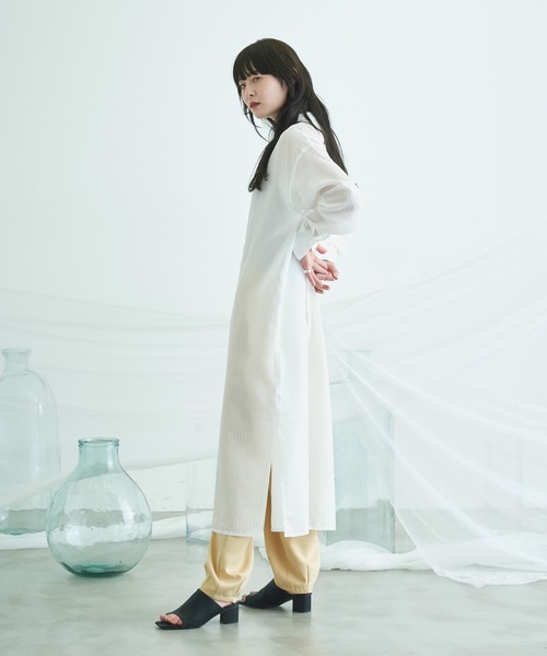 VACANCY（ヴァカンシー）の「ストライプシアーシャツワンピース（ワンピース・レディース・ホワイト/ブルー/グリーン・FREE）」の5枚目の写真