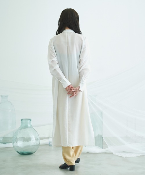 VACANCY（ヴァカンシー）の「ストライプシアーシャツワンピース（ワンピース・レディース・ホワイト/ブルー/グリーン・FREE）」の6枚目の写真