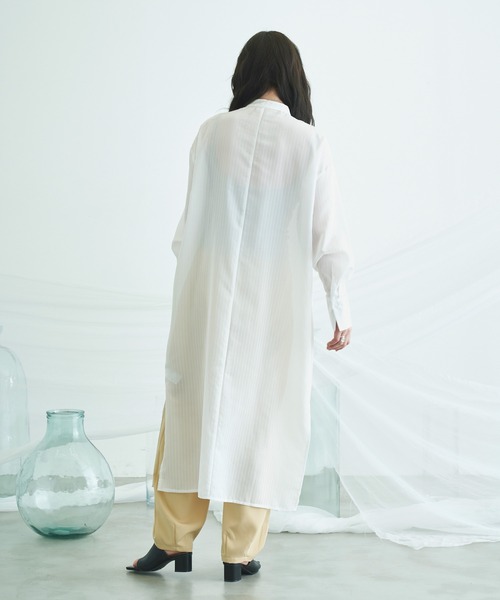VACANCY（ヴァカンシー）の「ストライプシアーシャツワンピース（ワンピース・レディース・ホワイト/ブルー/グリーン・FREE）」の7枚目の写真