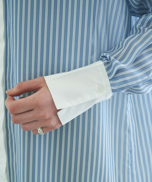 VACANCY（ヴァカンシー）の「ストライプシアーシャツワンピース（ワンピース・レディース・ホワイト/ブルー/グリーン・FREE）」の17枚目の写真