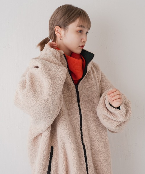 WHIMSIC（ウィムジック）の「【WHIMSIC】プレーンニットスカーフ（マフラー・レディース・オレンジ/グレー・FREE）」の5枚目の写真