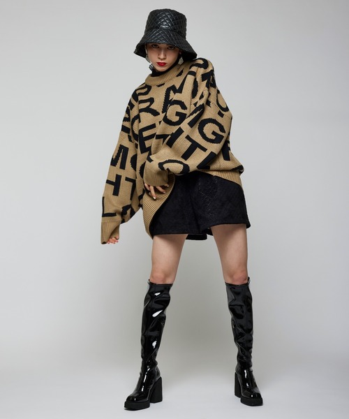 Narcissus（ナルシス）の「【Narcissus】ビッグロゴニット（ニット/セーター・レディース・ブラック/ベージュ・FREE）」の5枚目の写真