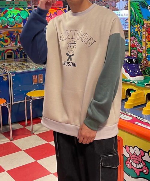 PairPair(ペアペア)の「アソート柄スウェットプルオーバー(ユニセックス)(スウェット・レディース・ダークグリーン/ベージュ/ブルー・フリー)」の22枚目の写真