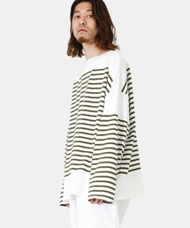 marka | marka / マーカ：BASQUE SHIRT L/S - ORGANIC COTTON KNIT PANEL BORDER -：M22A-04CS01C[COR](Tシャツ/カットソー)