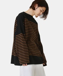 marka | marka / マーカ：BASQUE SHIRT L/S - ORGANIC COTTON KNIT PANEL BORDER -：M22A-04CS01C[COR](Tシャツ/カットソー)