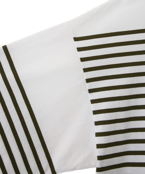 marka（マーカ）の「marka / マーカ：BASQUE SHIRT L/S - ORGANIC COTTON KNIT PANEL BORDER -：M22A-04CS01C[COR]（Tシャツ/カットソー・メンズ・ホワイト系その他/ブラック系その他/ホワイト×ネイビー・1/2/3）」の8枚目の写真