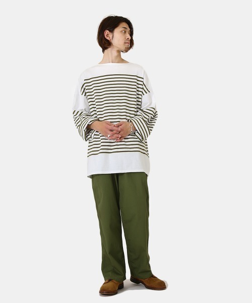 marka（マーカ）の「marka / マーカ：BASQUE SHIRT L/S - ORGANIC COTTON KNIT PANEL BORDER -：M22A-04CS01C[COR]（Tシャツ/カットソー・メンズ・ホワイト系その他/ブラック系その他/ホワイト×ネイビー・1/2/3）」の13枚目の写真