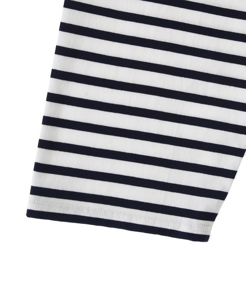 marka（マーカ）の「marka / マーカ：BASQUE SHIRT L/S - ORGANIC COTTON KNIT PANEL BORDER -：M22A-04CS01C[COR]（Tシャツ/カットソー・メンズ・ホワイト系その他/ブラック系その他/ホワイト×ネイビー・1/2/3）」の5枚目の写真