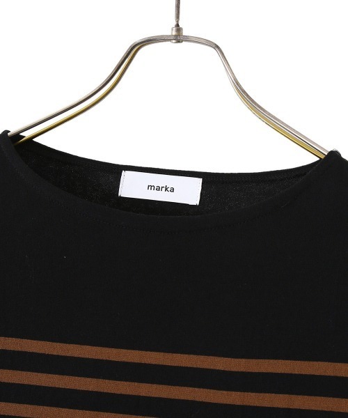 marka（マーカ）の「marka / マーカ：BASQUE SHIRT L/S - ORGANIC COTTON KNIT PANEL BORDER -：M22A-04CS01C[COR]（Tシャツ/カットソー・メンズ・ホワイト系その他/ブラック系その他/ホワイト×ネイビー・1/2/3）」の6枚目の写真