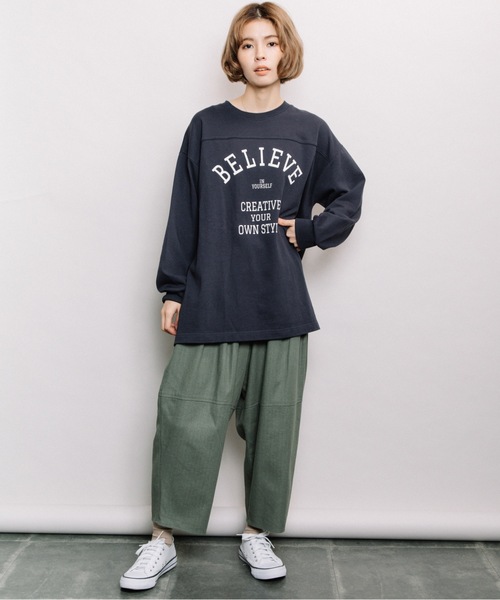 refinedworks（リファインドワークス）の「ヘビーウェイトロゴロンT（Tシャツ/カットソー・レディース・ネイビー/オフホワイト/モカ・FREE）」の4枚目の写真