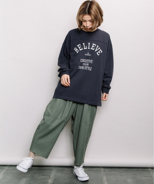 refinedworks（リファインドワークス）の「ヘビーウェイトロゴロンT（Tシャツ/カットソー・レディース・ネイビー/オフホワイト/モカ・FREE）」の5枚目の写真