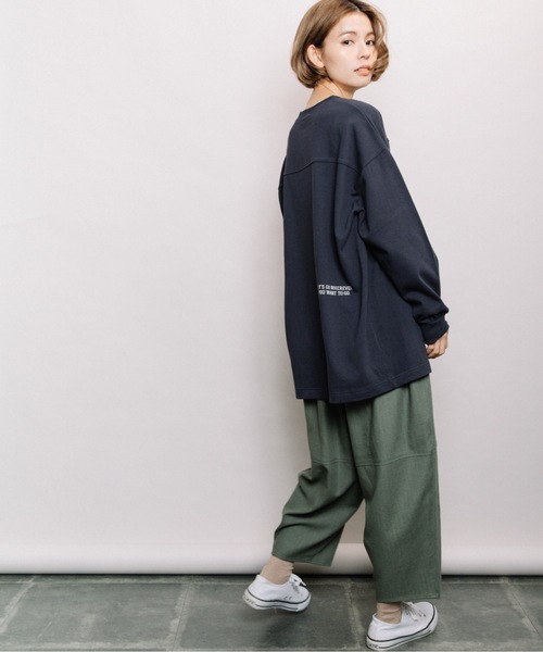 refinedworks（リファインドワークス）の「ヘビーウェイトロゴロンT（Tシャツ/カットソー・レディース・ネイビー/オフホワイト/モカ・FREE）」の9枚目の写真