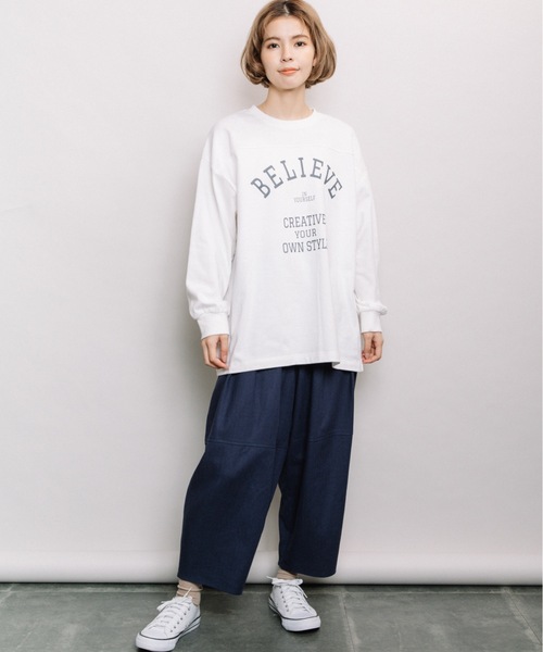 refinedworks（リファインドワークス）の「ヘビーウェイトロゴロンT（Tシャツ/カットソー・レディース・ネイビー/オフホワイト/モカ・FREE）」の12枚目の写真
