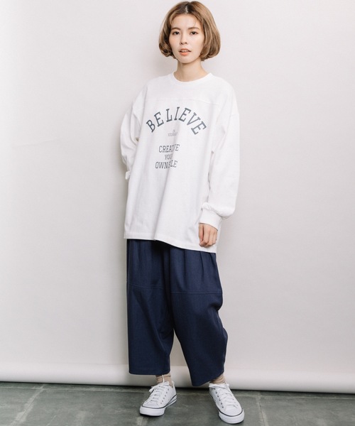refinedworks（リファインドワークス）の「ヘビーウェイトロゴロンT（Tシャツ/カットソー・レディース・ネイビー/オフホワイト/モカ・FREE）」の13枚目の写真