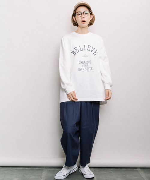 refinedworks（リファインドワークス）の「ヘビーウェイトロゴロンT（Tシャツ/カットソー・レディース・ネイビー/オフホワイト/モカ・FREE）」の20枚目の写真