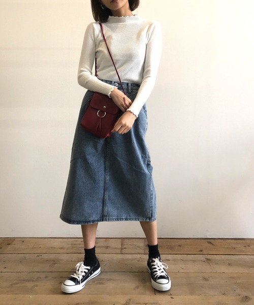 Kotoe(コトエ)の「フリルモックネックリブニット(ニット/セーター・レディース・ホワイト/ブラック/グレー/ブルー/グリーン・FREE)」の12枚目の写真
