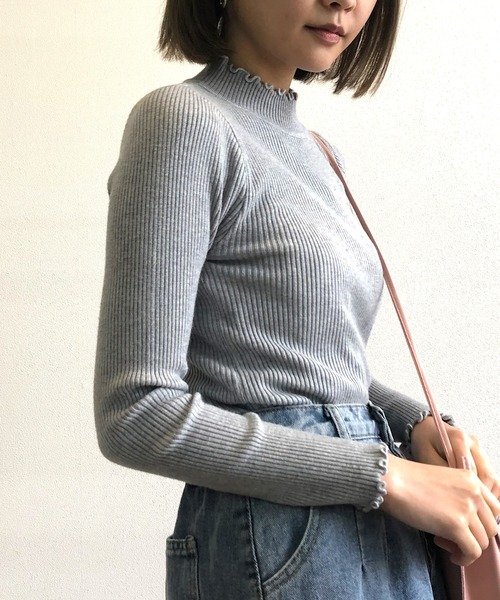 Kotoe(コトエ)の「フリルモックネックリブニット(ニット/セーター・レディース・ホワイト/ブラック/グレー/ブルー/グリーン・FREE)」の22枚目の写真