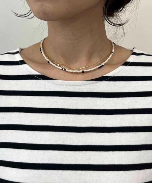 CAPRICIEUX LE'MAGE(カプリシューレマージュ)の「ボーダーフリル袖Tシャツ(Tシャツ/カットソー・レディース・ブラック/ベージュ/ブルー・FREE)」の7枚目の写真