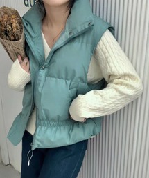 me+em select | ハイネックヘムギャザーエコダウンベスト【数量限定販売】(ベスト)