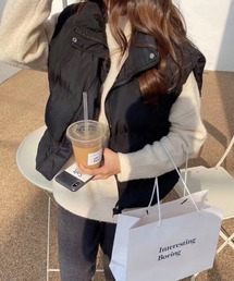 me+em select | ハイネックヘムギャザーエコダウンベスト【数量限定販売】(ベスト)