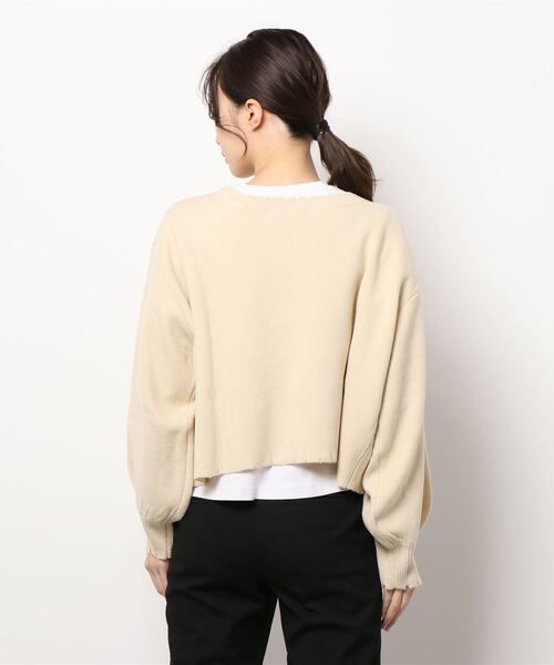 RETRO GIRL（レトロガール）の「カラーダメージニットカーデ（カーディガン/ボレロ・レディース・ブラック/オフホワイト/ピンク/オレンジ/ブルー/グリーン・FREE）」の11枚目の写真