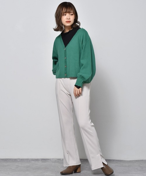 RETRO GIRL（レトロガール）の「カラーダメージニットカーデ（カーディガン/ボレロ・レディース・ブラック/オフホワイト/ピンク/オレンジ/ブルー/グリーン・FREE）」の20枚目の写真