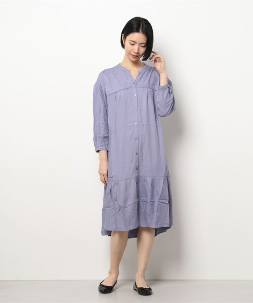 BELLUNA PLUS（ベルーナ）の「ティアードデザインフレアーワンピース（ワンピース・レディース・ラベンダー/イエロー/チャコール/ドット・MEDIUM/X-LARGE/LARGE）」の19枚目の写真