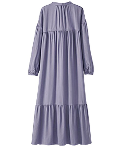 BELLUNA PLUS（ベルーナ）の「ティアードデザインフレアーワンピース（ワンピース・レディース・ラベンダー/イエロー/チャコール/ドット・MEDIUM/X-LARGE/LARGE）」の9枚目の写真