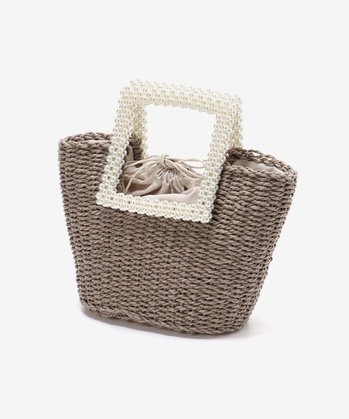 MAJESTIC LEGON（マジェスティックレゴン）の「パールハンドルかごbag（かごバッグ・レディース・アイボリー/グレイッシュベージュ・FREE）」の4枚目の写真