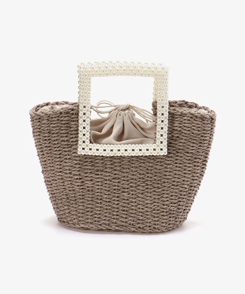 MAJESTIC LEGON（マジェスティックレゴン）の「パールハンドルかごbag（かごバッグ・レディース・アイボリー/グレイッシュベージュ・FREE）」の5枚目の写真