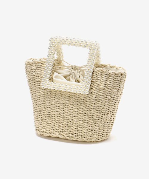 MAJESTIC LEGON（マジェスティックレゴン）の「パールハンドルかごbag（かごバッグ・レディース・アイボリー/グレイッシュベージュ・FREE）」の11枚目の写真