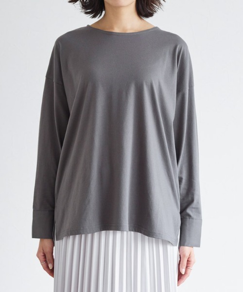 Pierrot(ピエロ)の「カフスチュニックロングスリーブTシャツ(Tシャツ/カットソー・レディース・ブラック/オフホワイト/チャコール・M/L)」の15枚目の写真