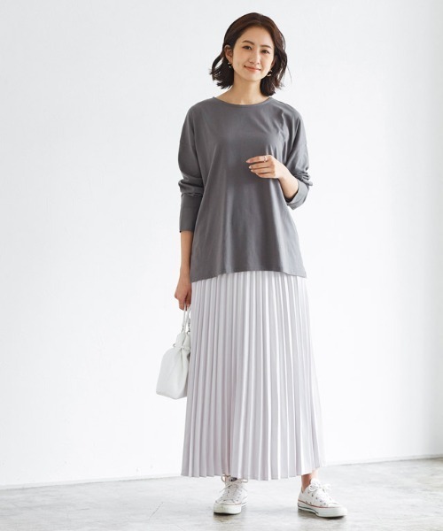 Pierrot(ピエロ)の「カフスチュニックロングスリーブTシャツ(Tシャツ/カットソー・レディース・ブラック/オフホワイト/チャコール・M/L)」の12枚目の写真