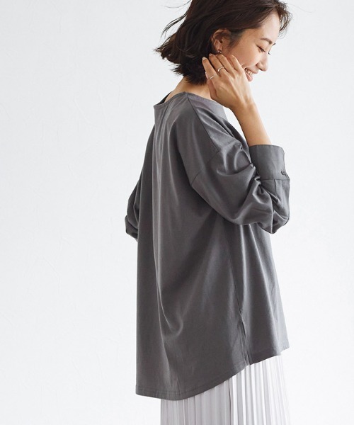 Pierrot(ピエロ)の「カフスチュニックロングスリーブTシャツ(Tシャツ/カットソー・レディース・ブラック/オフホワイト/チャコール・M/L)」の9枚目の写真