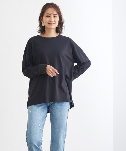 Pierrot(ピエロ)の「カフスチュニックロングスリーブTシャツ(Tシャツ/カットソー・レディース・ブラック/オフホワイト/チャコール・M/L)」の8枚目の写真