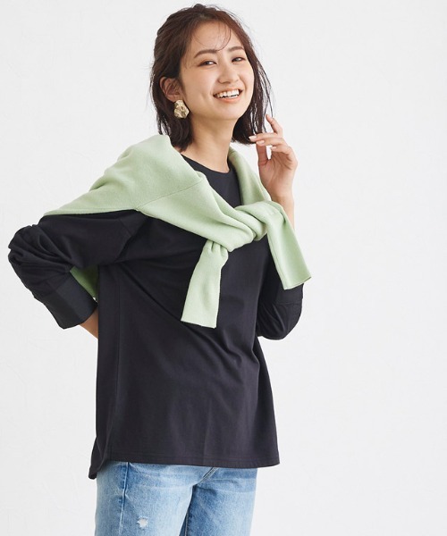 Pierrot(ピエロ)の「カフスチュニックロングスリーブTシャツ(Tシャツ/カットソー・レディース・ブラック/オフホワイト/チャコール・M/L)」の19枚目の写真