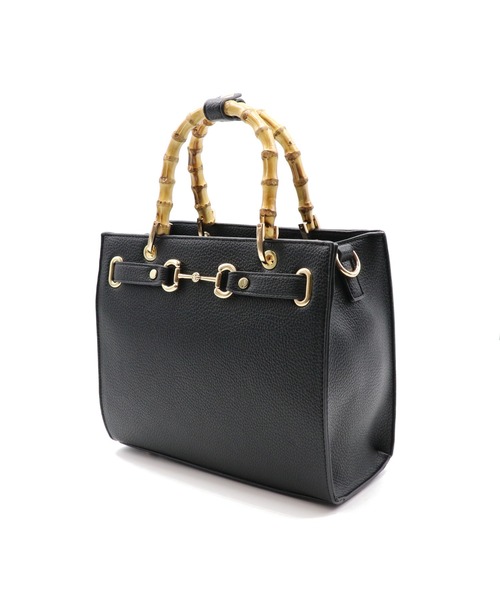 GUSCIO（グッシオ）の「【グッシオゴールド】バンブーハンドルスクエア２WAYトートバッグ　ビット金具デザイン エレガンス（トートバッグ・レディース・ブラック/ベージュ/オレンジ/グリーン・FREE）」の7枚目の写真