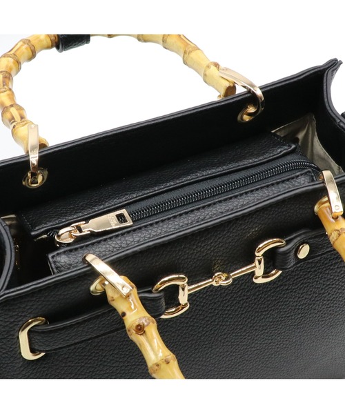 GUSCIO（グッシオ）の「【グッシオゴールド】バンブーハンドルスクエア２WAYトートバッグ　ビット金具デザイン エレガンス（トートバッグ・レディース・ブラック/ベージュ/オレンジ/グリーン・FREE）」の13枚目の写真
