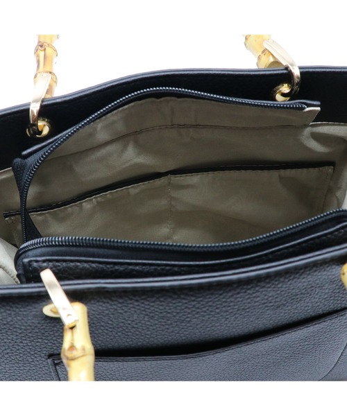 GUSCIO（グッシオ）の「【グッシオゴールド】バンブーハンドルスクエア２WAYトートバッグ　ビット金具デザイン エレガンス（トートバッグ・レディース・ブラック/ベージュ/オレンジ/グリーン・FREE）」の9枚目の写真